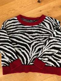 Sweter damski PLEASE motyw zwierzęcy zebra panterka Warszawa