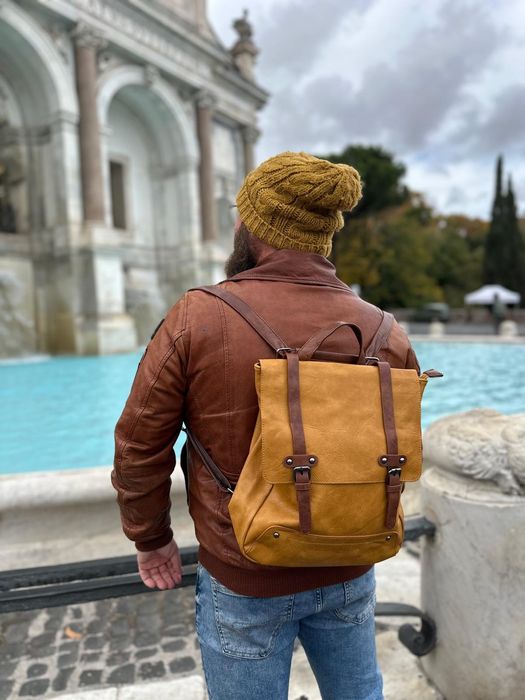 Stylowy skórzany włoski plecak vintage - Unisex