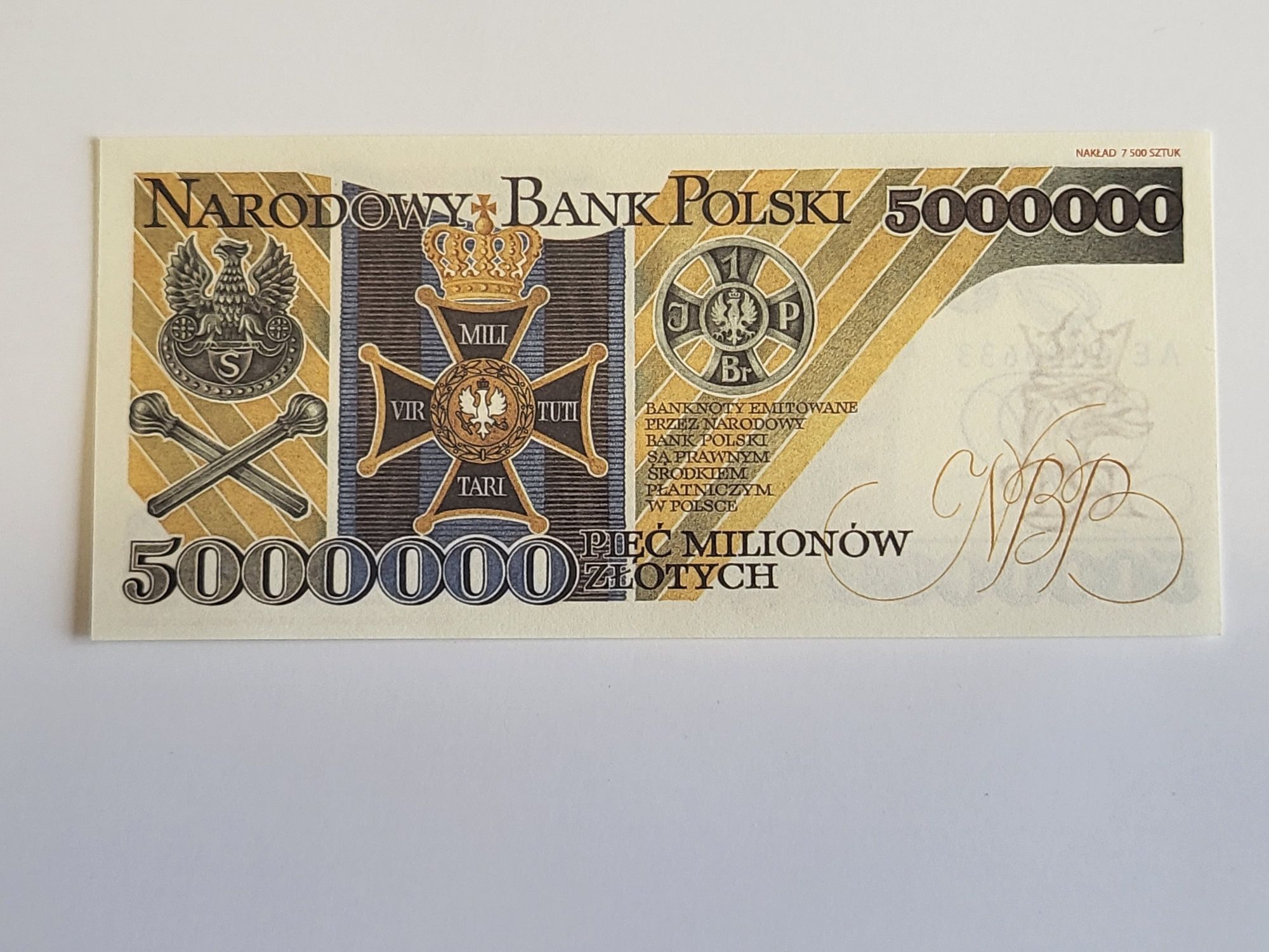 Pięć milionów 1995r stan Unc banknot unikat dla kolekcjonera