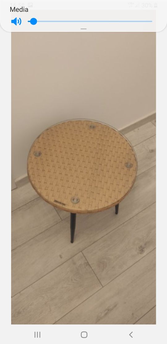 Stolik szklany rattan szkło skandynawski mały sypialna taras stoliczek