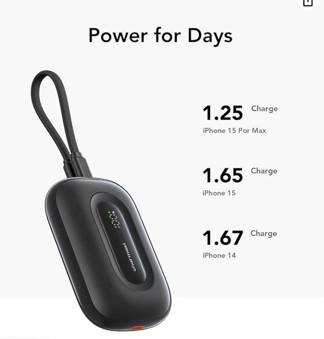 Mini Power Bank Bateria IPHONE 10000 mAh 20 W PD carregamento rápido