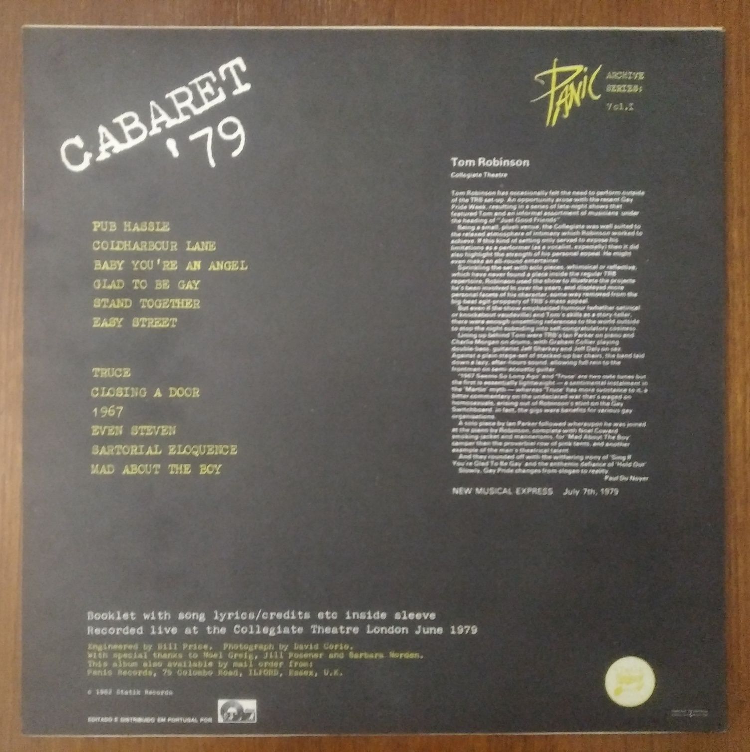 Tom Robinson disco e vinil "Cabaret'79".