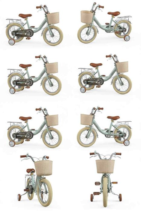 rower dziecięcy 4 kółka szary prezent  chłopiec dziewczynka 14 cali