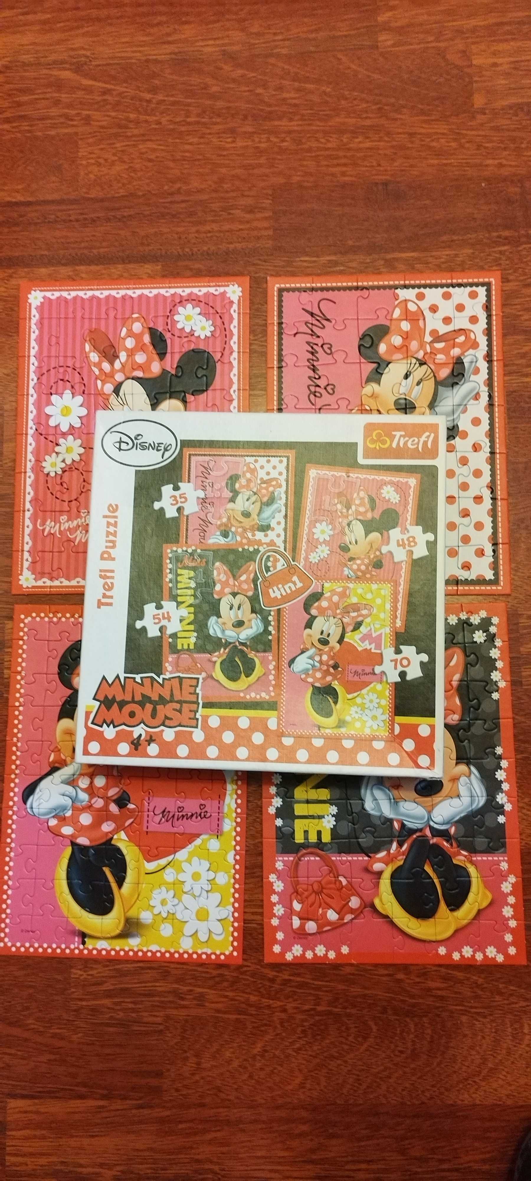 Puzzle 4+ myszka minnie, kraina lodu, świnka peppa