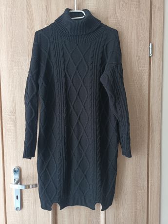 sukienka sweterkowa z golfem czarna M/L