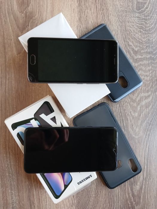 Телефоны Meizu m3s и Samsung A10s. Полные комплекты