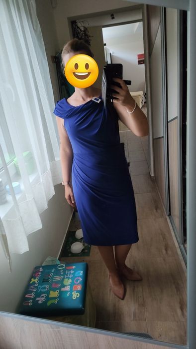 Sukienka ślub wesele elegancka chaber chabrowa elegancka r. 44 XXL