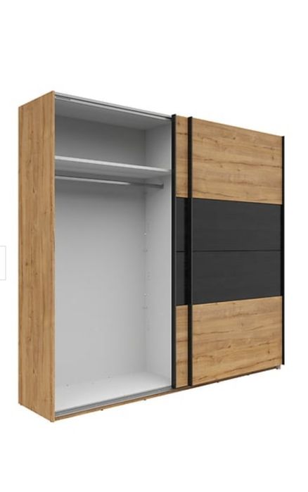 Szafa przesuwna Maio 240 cm dąb waterford/dąb czarny z listwą maskując