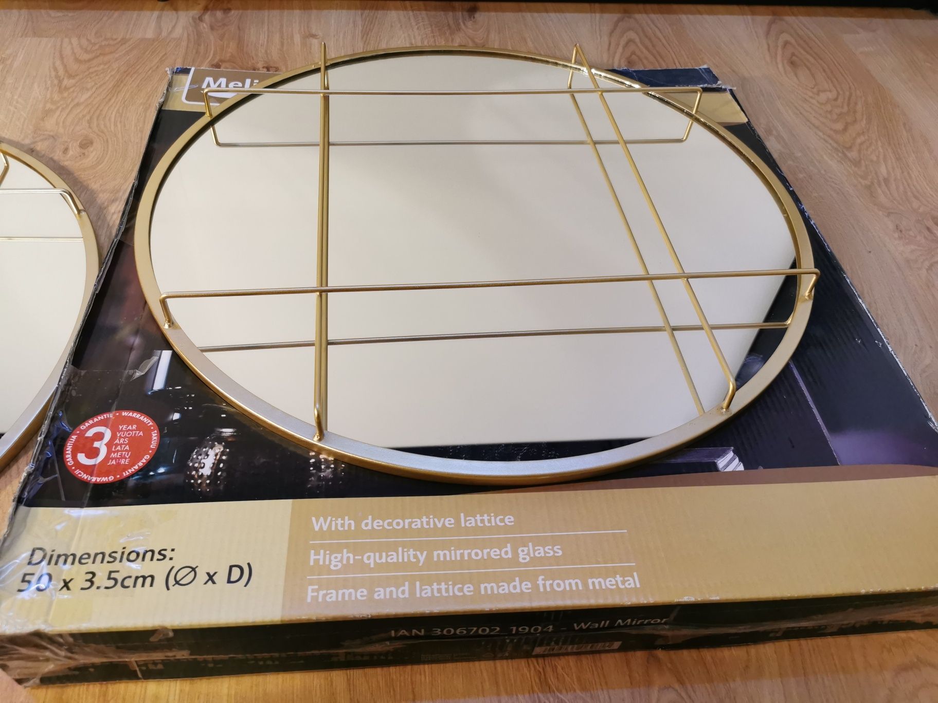 Okrągłe Ścienne Lustro Złote wall mirror GOLD Melinera  50cm