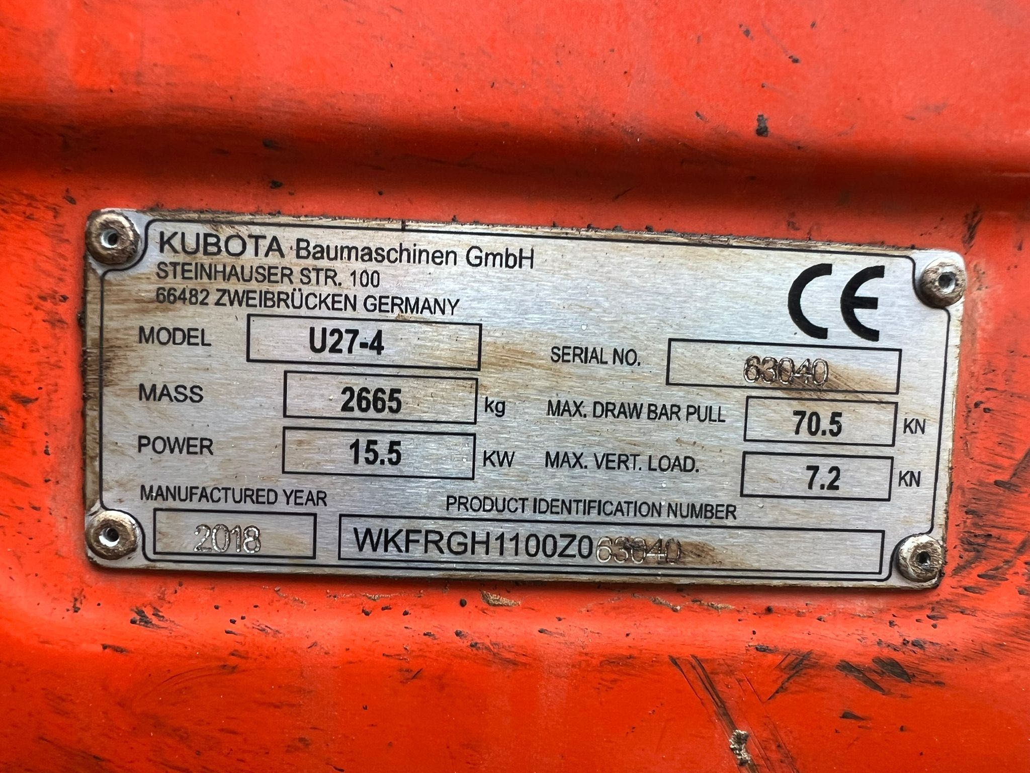 KUBOTA U27-4 Szybkozłącze Komplet łyżek 3300 mth Super Stan 2018r