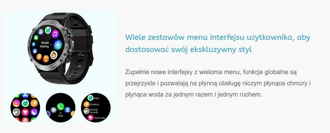 Smartwatch COLMI M42 Czarny , ekran 1,43 Amoled