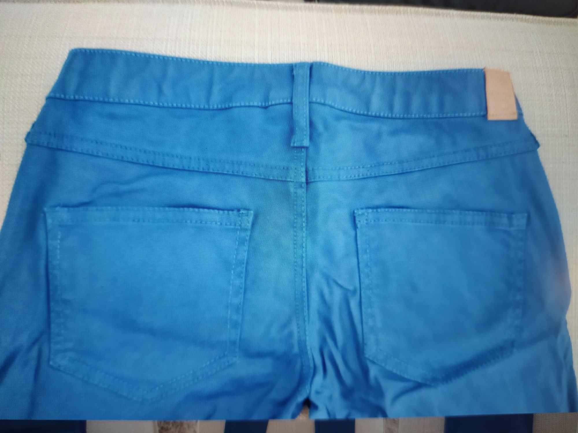 Calça Azul efeito tecido " Envernizado"