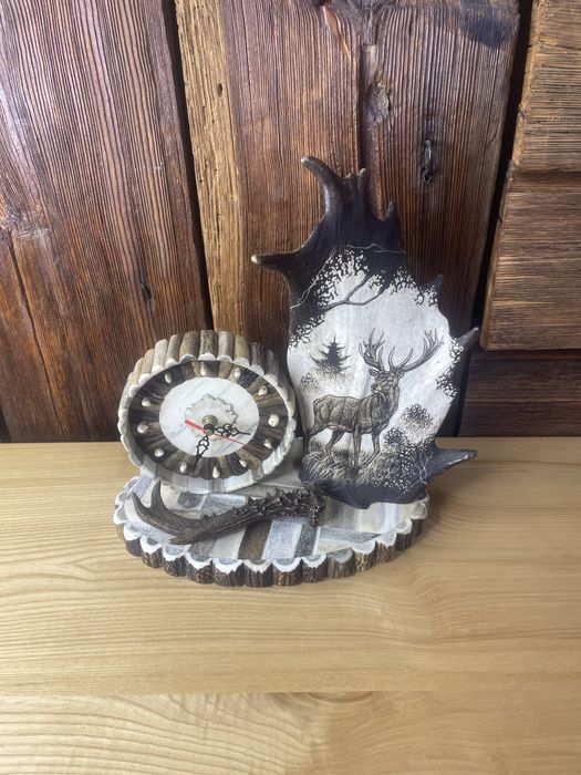 Zegar z poroża jeleń łoś poroże kozioł prezent