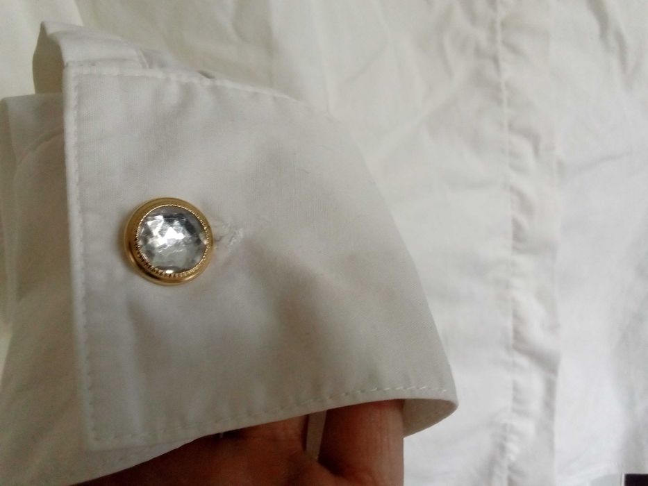 Bawełniana comma elegancka koszula damska biała wyjściowa 36 S