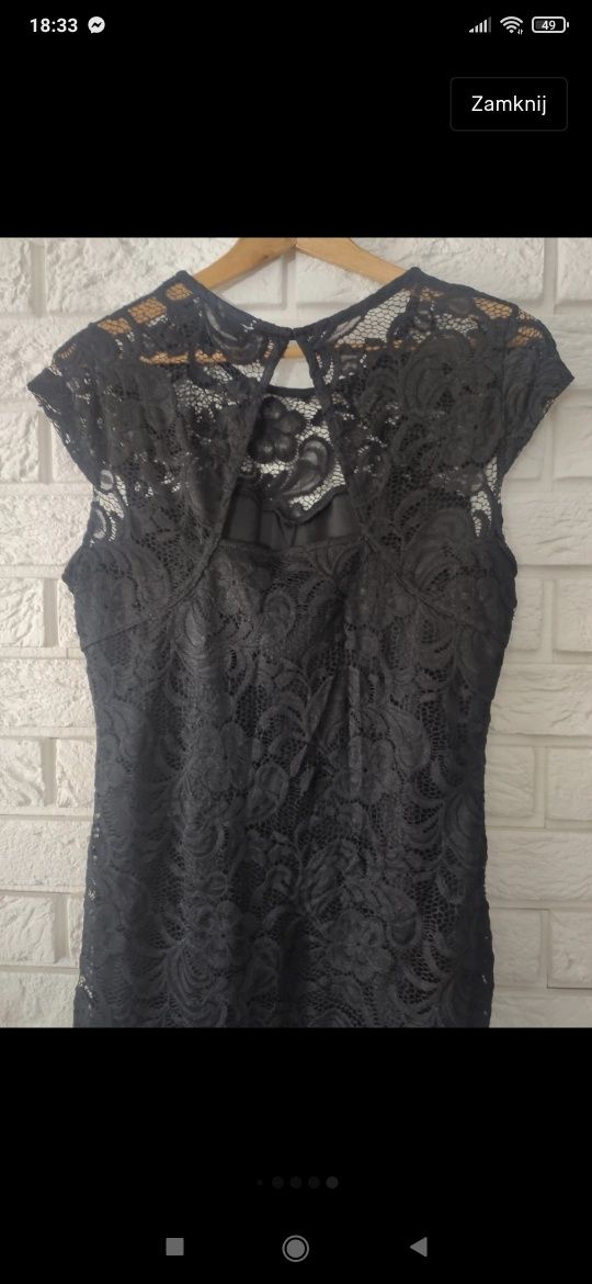 Elegancka czarna ołówkowa koronkowa dopasowana sukienka tuba Cubus M