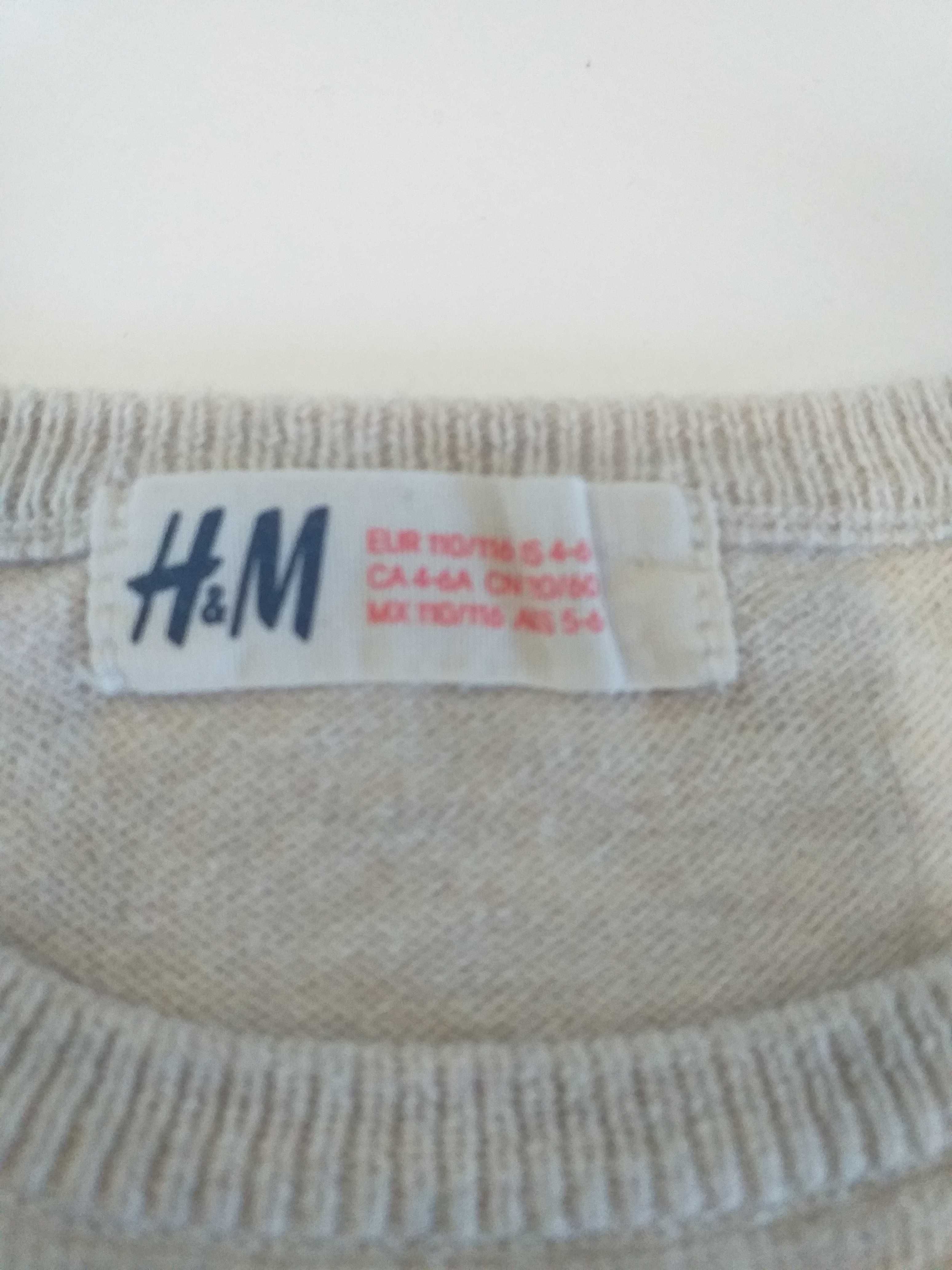 Cienki sweterek sweter króliczek królik z cekinami H&M roz 110-116