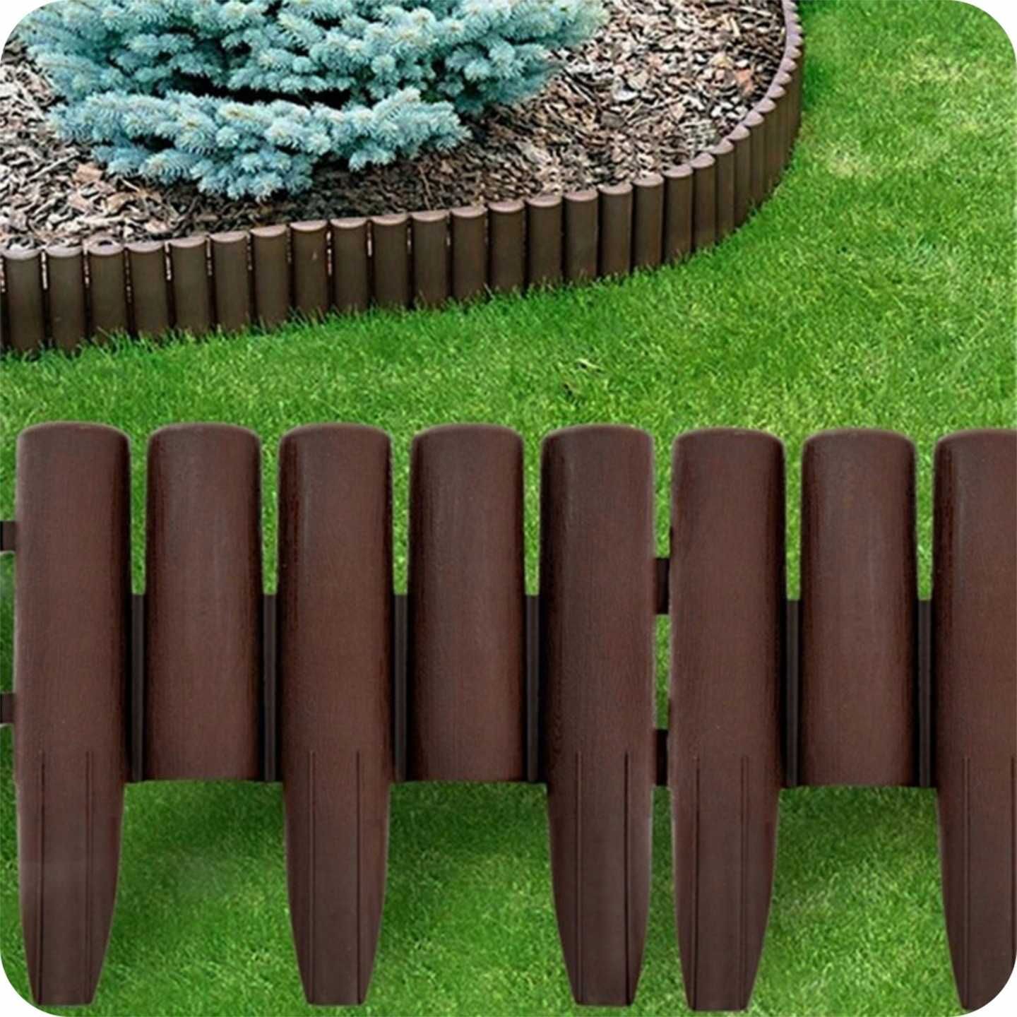 palisada ogrodowa obrzeże trawnikowe płotek 280 x 24 cm brązowa