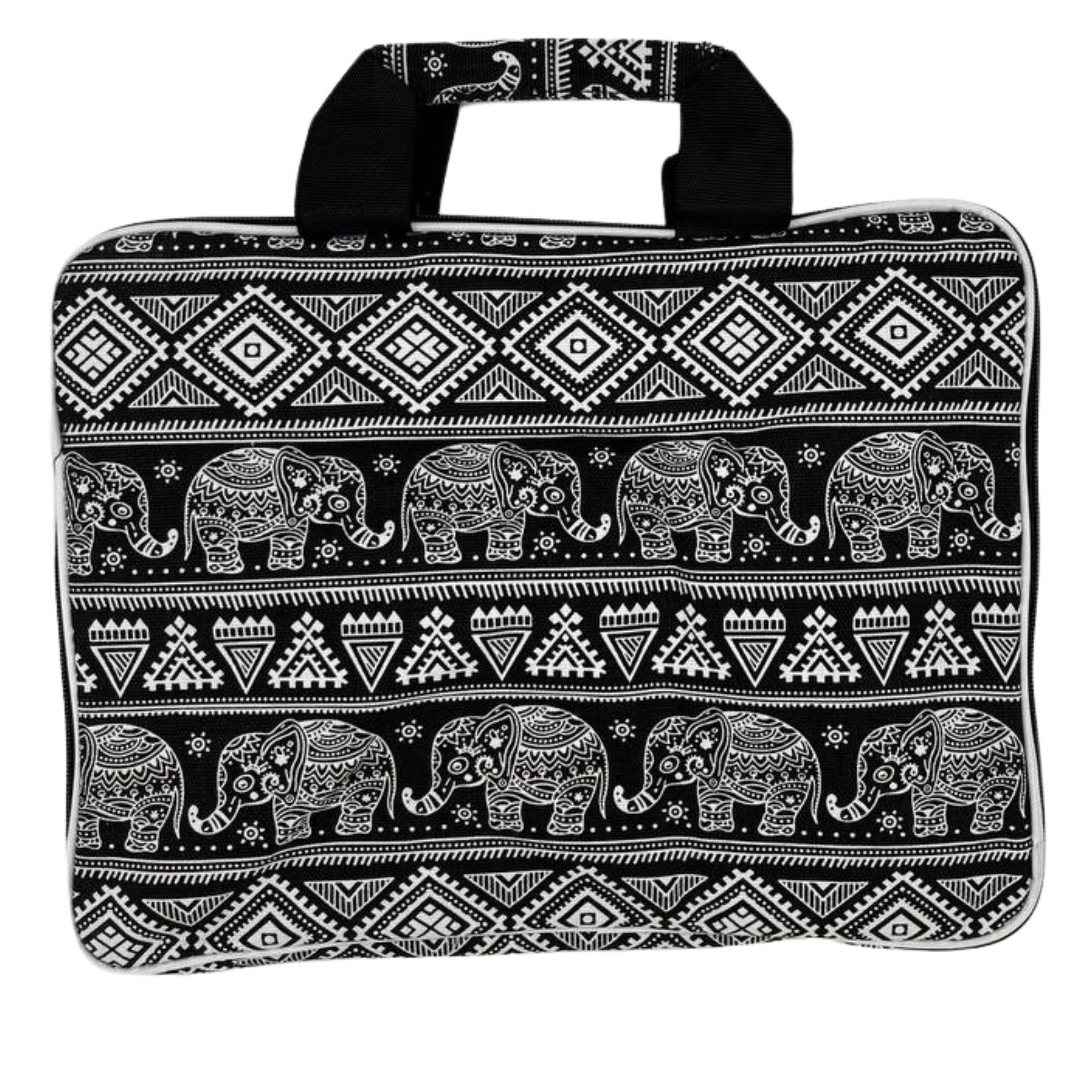 Bolsa Acolchoada com padrão étnico de elefantes