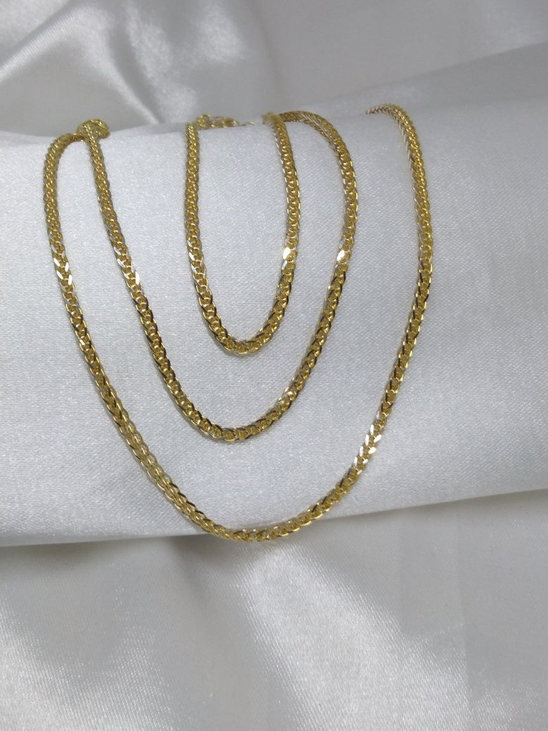 Złoty łańcuszek diamentowany, złoto 585, 60 cm (56)