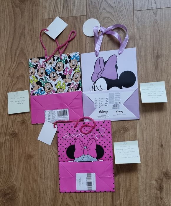 Zestaw torebek prezentowych dla dzieci Minnie, Frozen, Zosia
