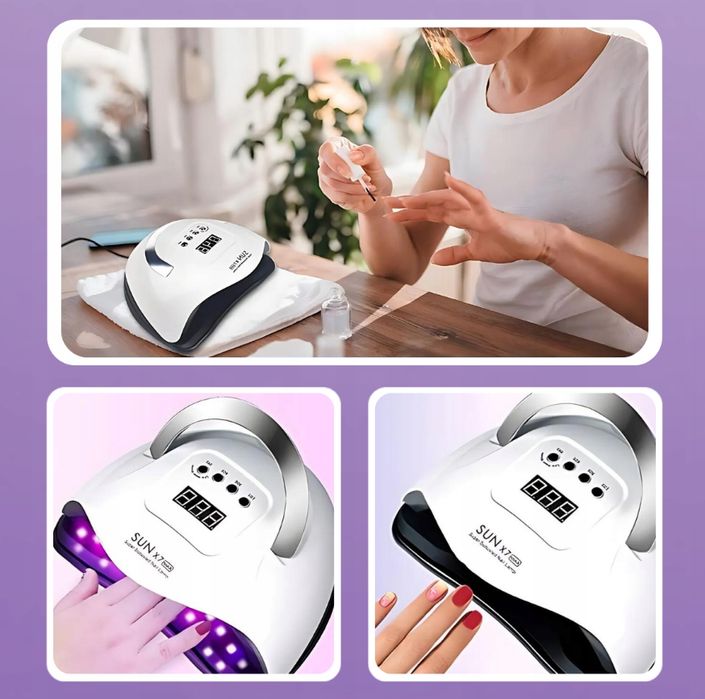 NOWA lampa uv do paznokci led 180w do hybryd żeli mocna x7 biała lcd