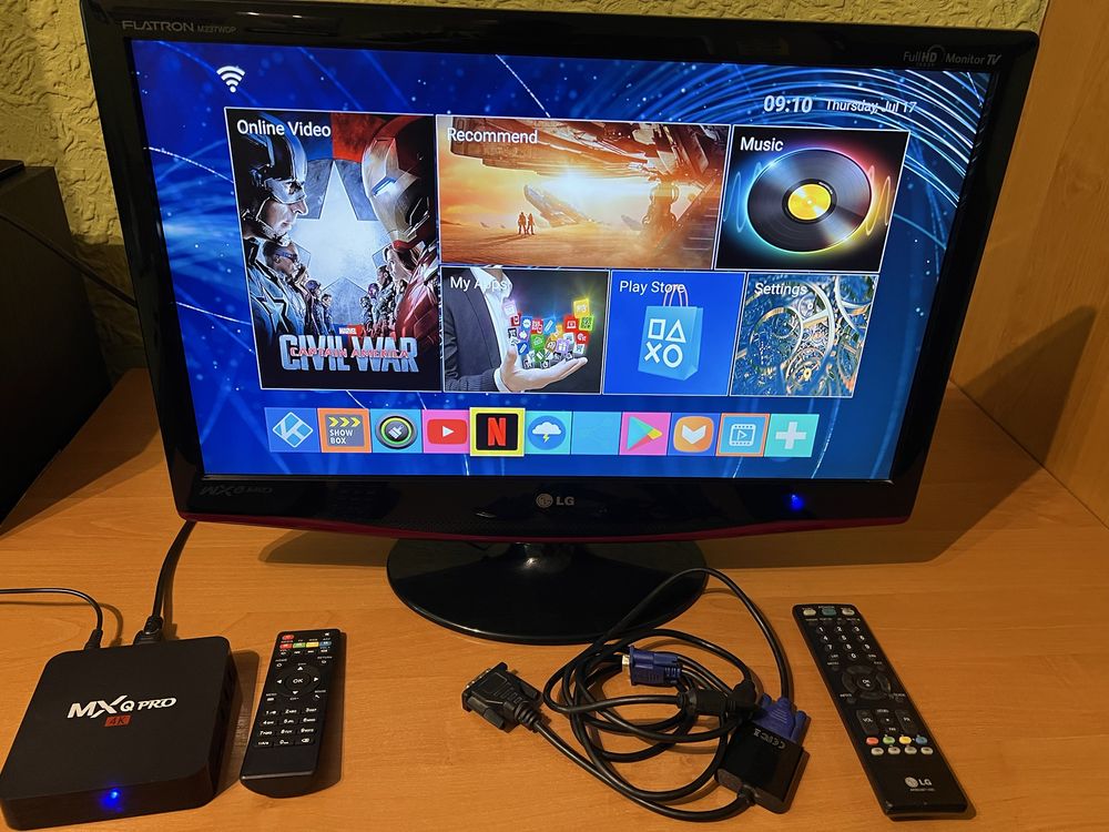 Monitor LG Flatrom M237WDP+Tv Box MXqPro 4K