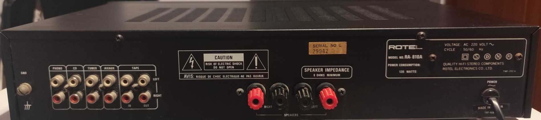 Amplificador Stereo Integrado Rotel RA-810A+Colunas Techics SB-CH510A
