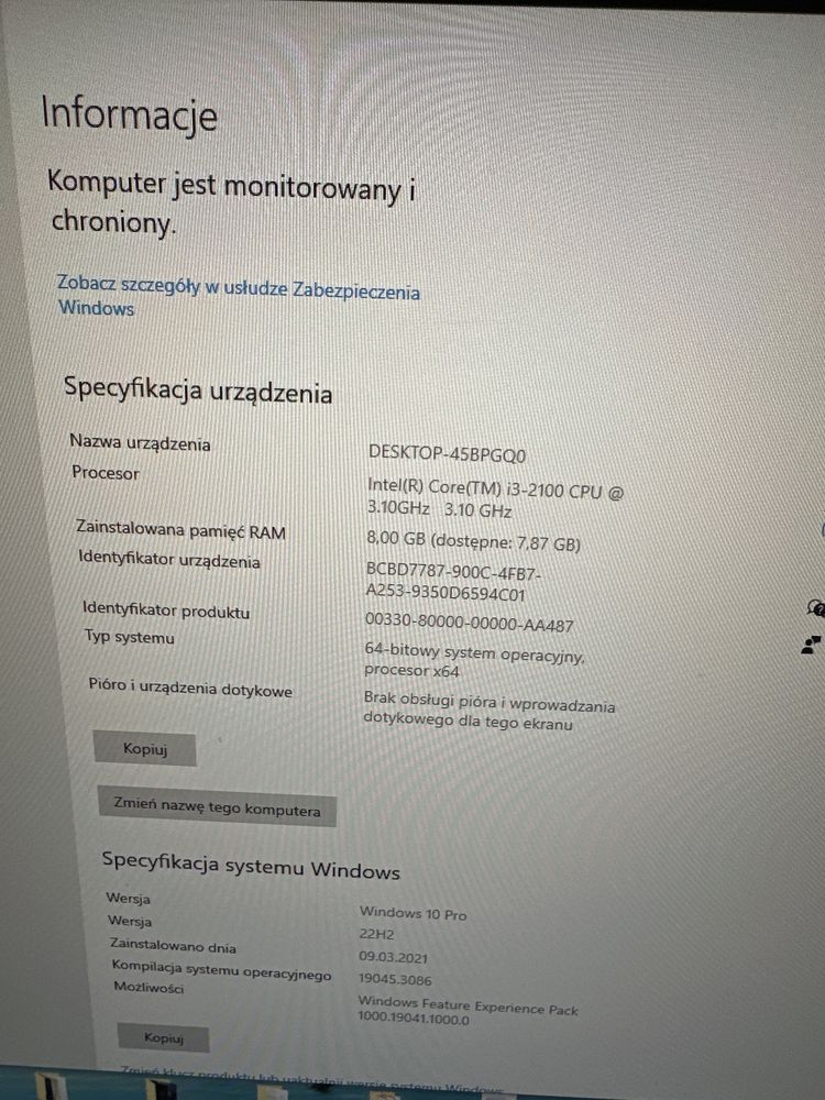 Komputer stacjonarny +Monitor Samsung zestaw cały