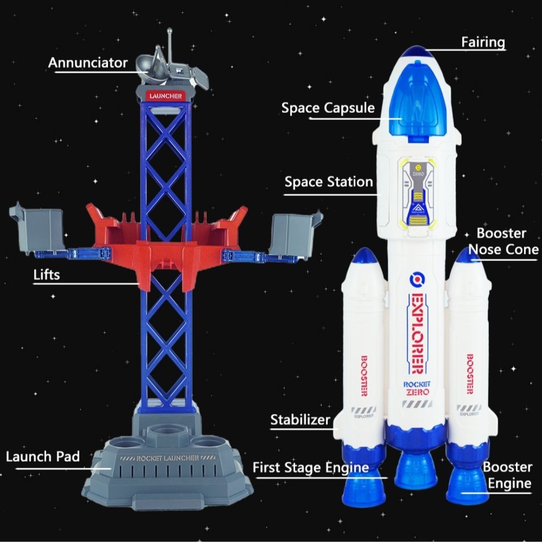 АКЦІЯ! Космічний набір K05 «Space Team», ракета 45 см, світло, звук, 2