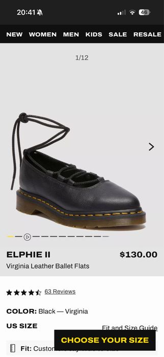 Dr. Martens Elphie II Ballet Flats Black Virginia 41 розмір