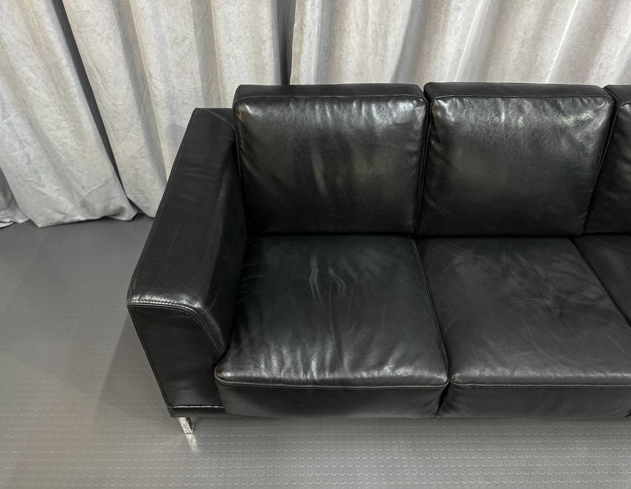 Чорний шкіряний диван-трійка/шкіряний диван/шкіряні дивани/меблі