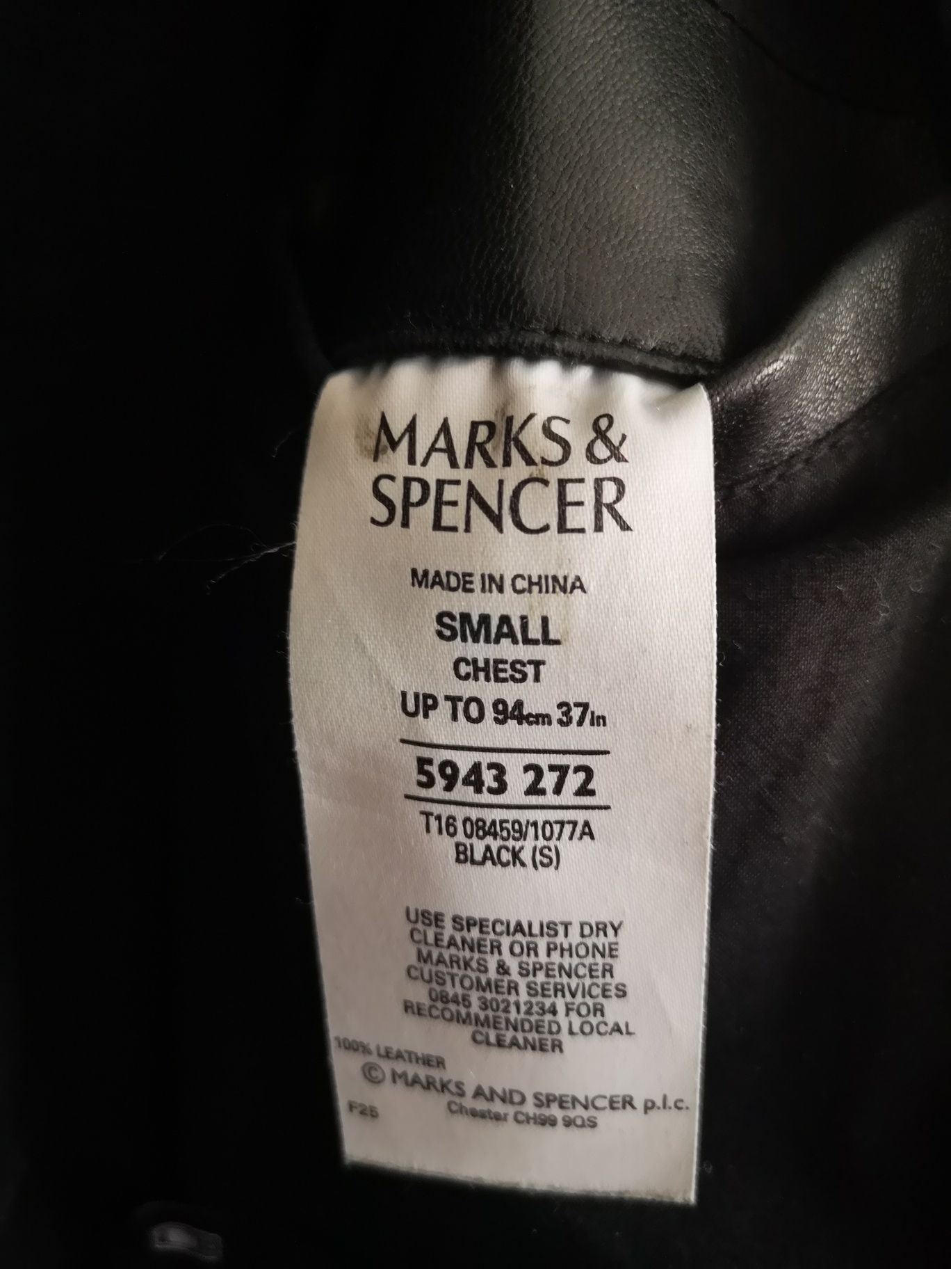Kurtka 100% skóry czarna Marks & Spencer