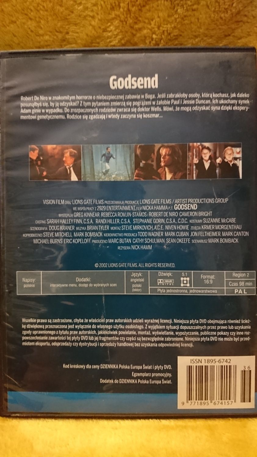 Godsend - horror. Kolekcja DVD Seanse pod napięciem. Robert de Niro.