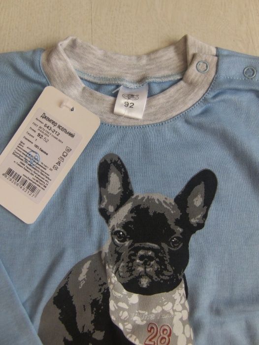 Реглан ФЛАМИНГО кофта голубая (собака) футболка с длинными рукавами