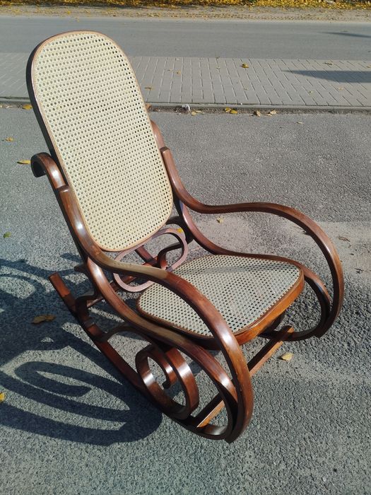 Fotel bujany rafia fotel bujany gięty vintage