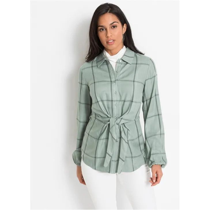 bonprix casualowa koszula bluzka w kratę guziki 48-50