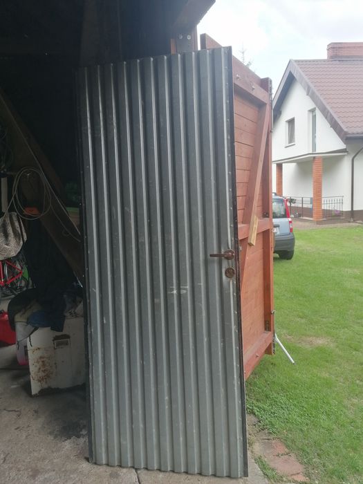 Drzwi garażowe warsztatowe stalowe solidne metalowe mocne