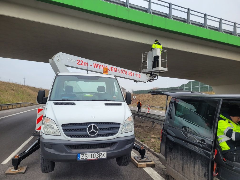 Podnośnik koszowy, zwyżka  22 m wynajem Szczecin i okolice