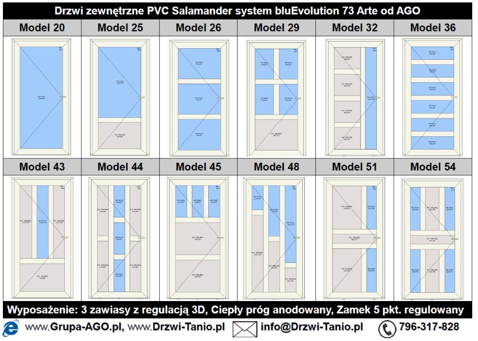 Drzwi zewnętrzne do domu Salamander bluEvolution 73mm od AGO M43+