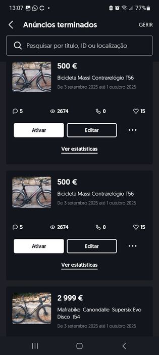 Bicicletas carbono estrada oportunidades