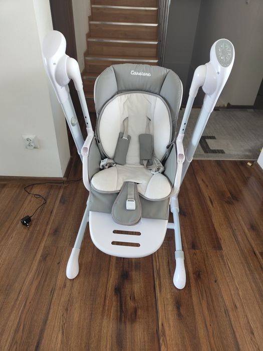 Caretero Indigo 2w1  Krzesełko do karmienia/ Huśtawka /Jasnoszary