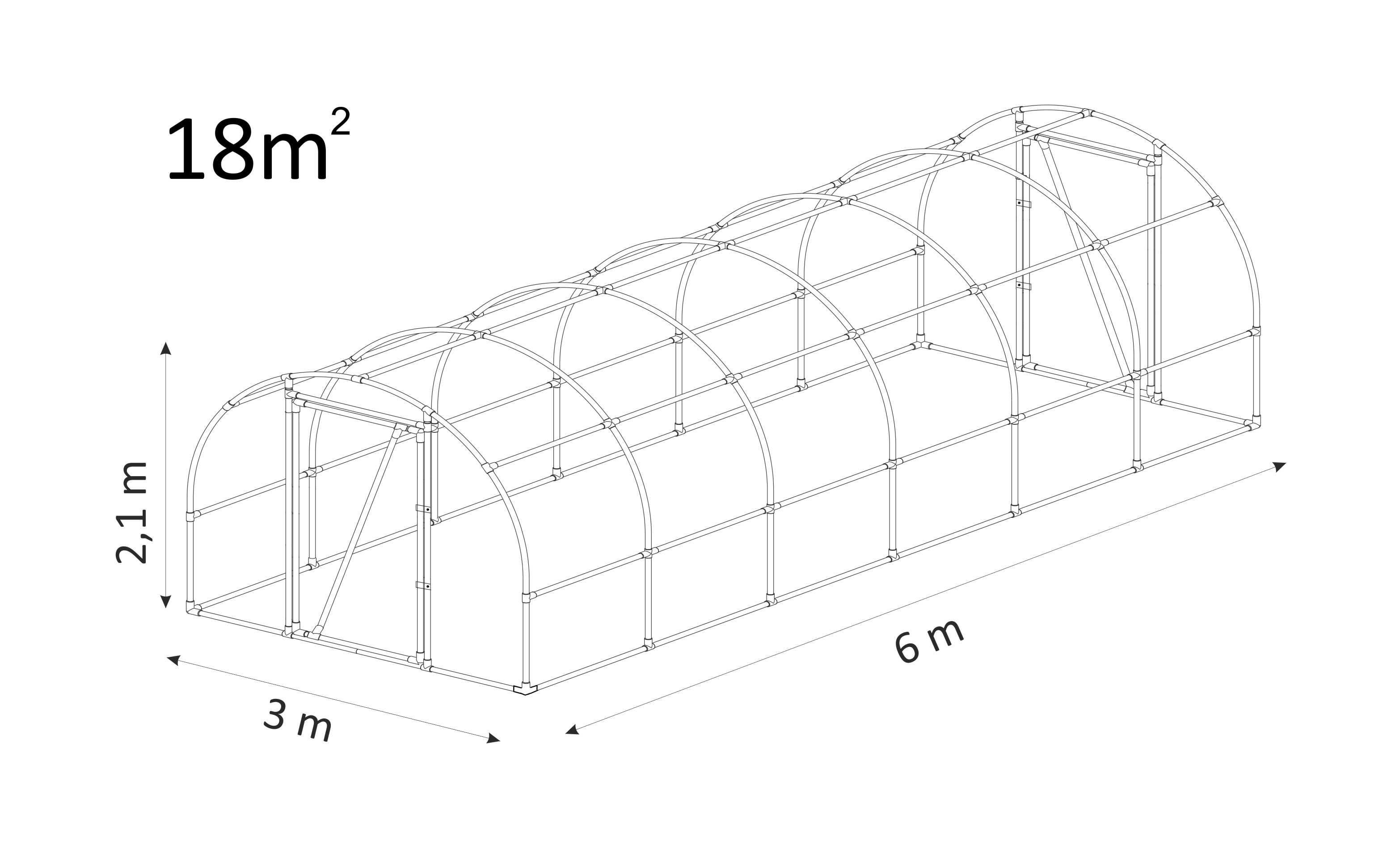 Tunel Foliowy Ogrodowy Szklarnia 6x3x2,1m Folia 4-sez LEMAR 2 Drzwi
