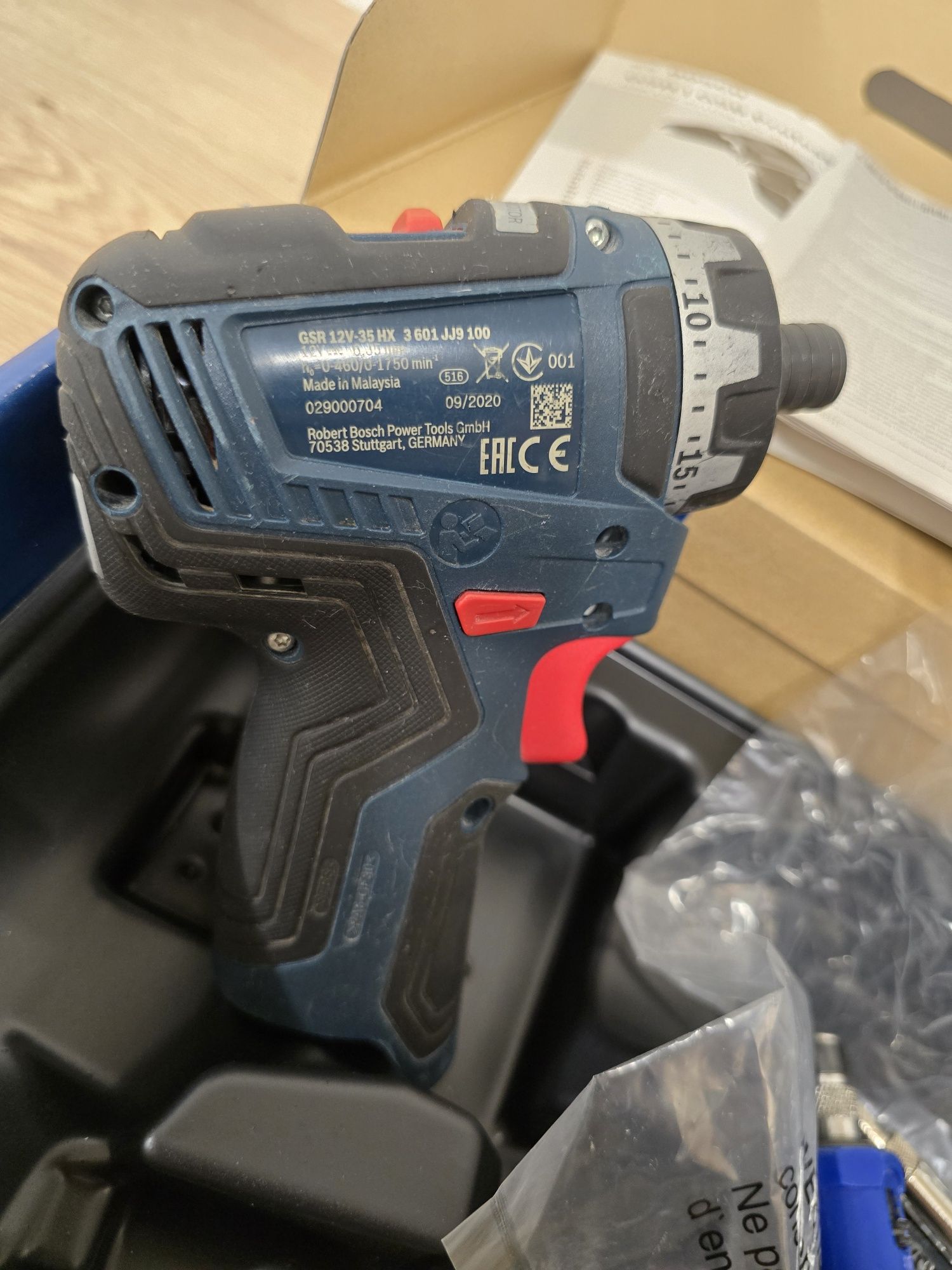 Bosch GSR 12v-35 HX zestaw jak nowa wiertło centrujące fazownik