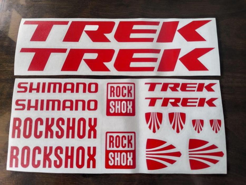 Naklejki rowerowe TREK Shimano rock shox zastępcze
