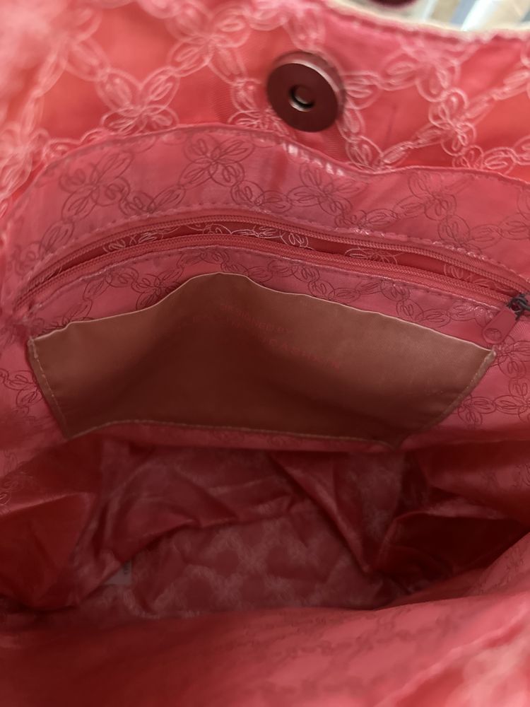 Светлая бежевая розовая сумка пляжная тканевая