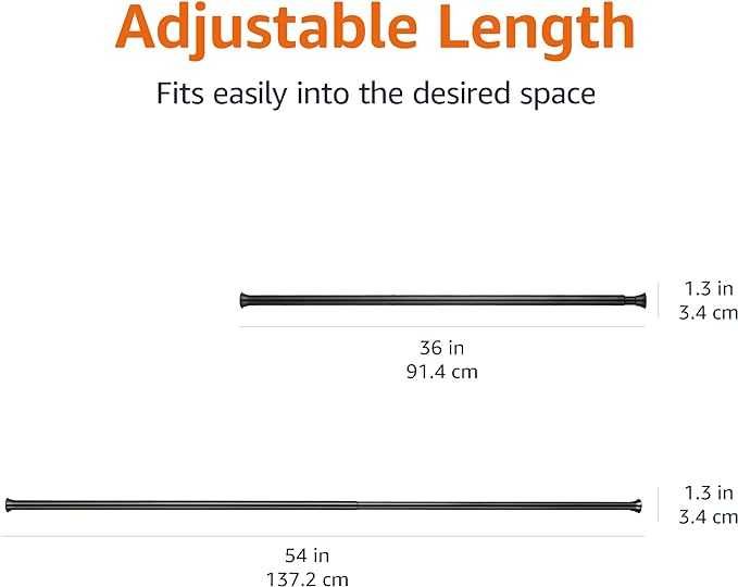 Amazon Basics Karnisz rozporowy, 91-137 cm, regulowana długość, NOWE