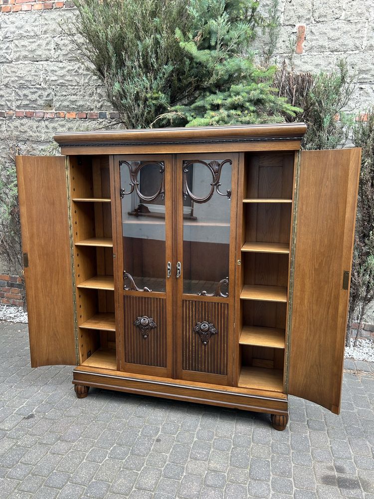 Antyczna Biblioteka Kredens Witryna Lata 20-te Uniakt Po Renowacji