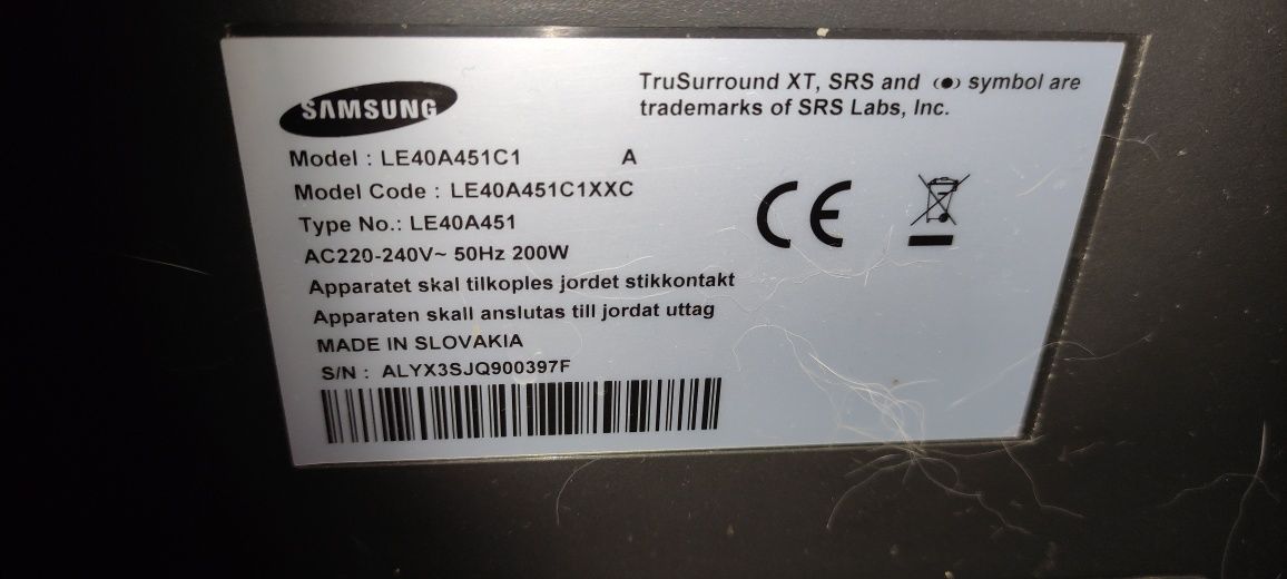 Telewizor Samsung LE40A451C sprawny na części.