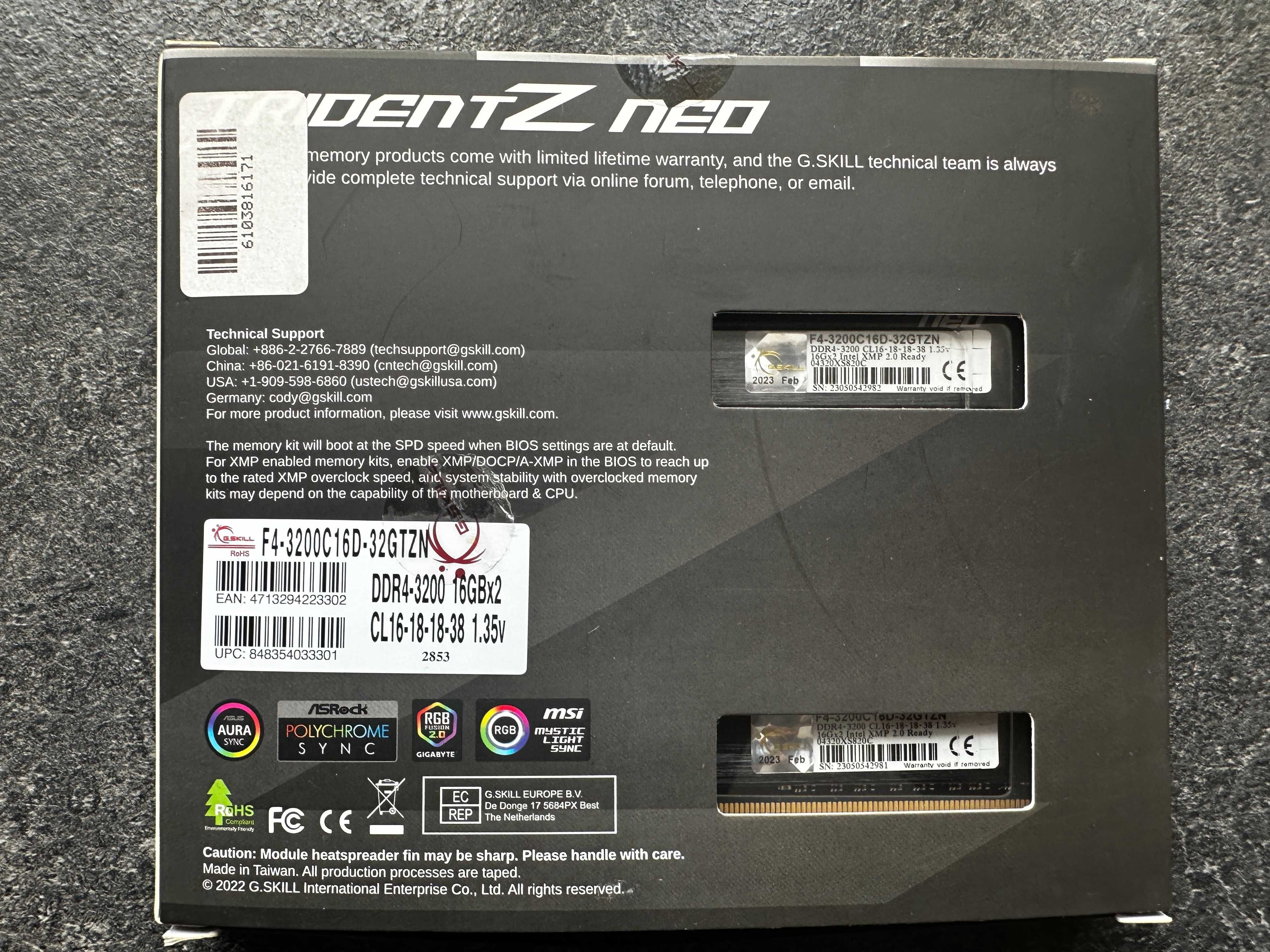 Pamięć RAM G.Skill TridentZ Neo DDR4 CL16 3200MHz 2x16GB