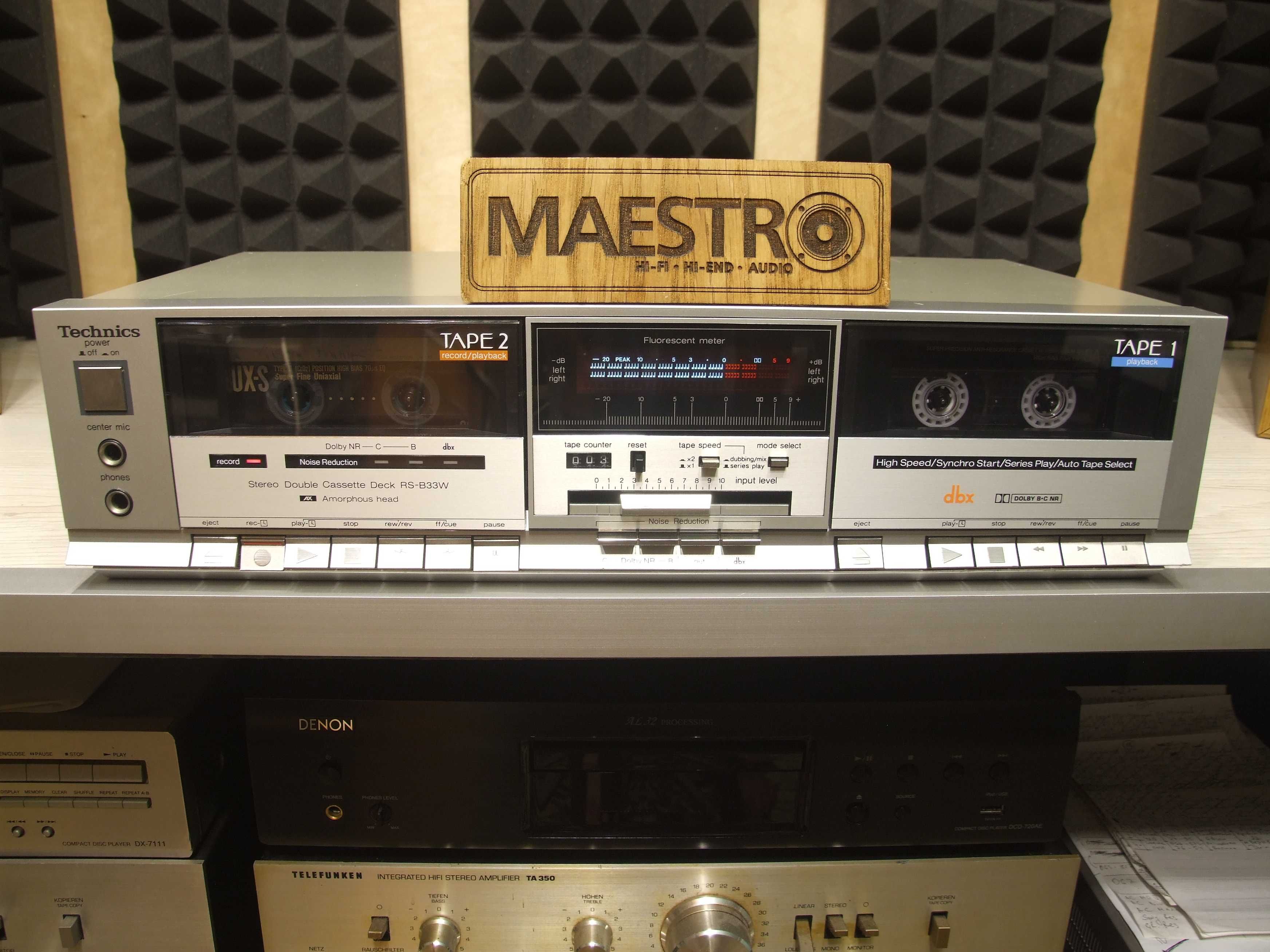 Касетна дека Technics RS-B33W. dbx. JAPAN. Amorphous head. Наложеним